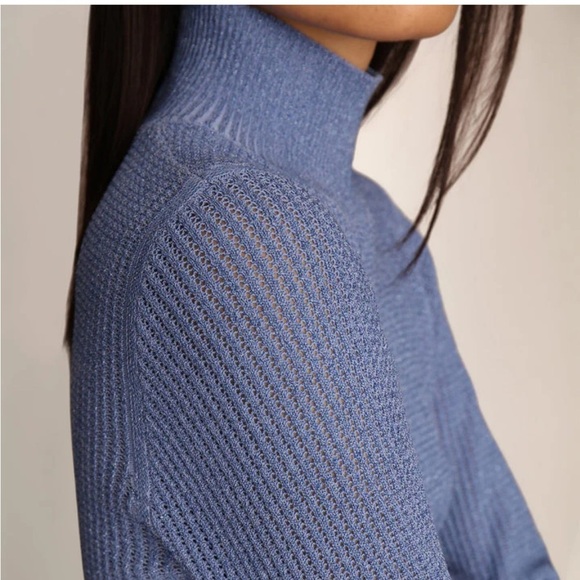 MUNTHE LIANDRA Turtleneck Sweater  Blue Ribbed Knit Long Sleeve Sz 34 US 2 - Picture 2 of 15